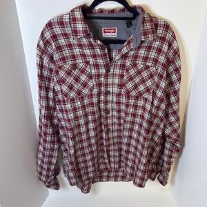 Wrangler Red and White Plaid Men's Shirt Size XL